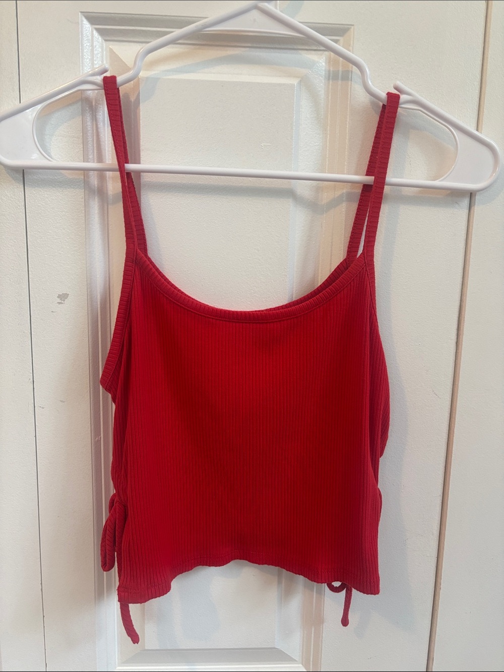 Active USA Red Ribbed Tie-Side Camisole